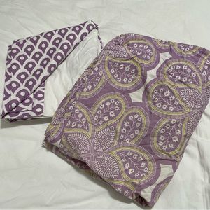 Land Of Nod Crib Skirt And Fitted Sheet Purple Mosaic Paisley